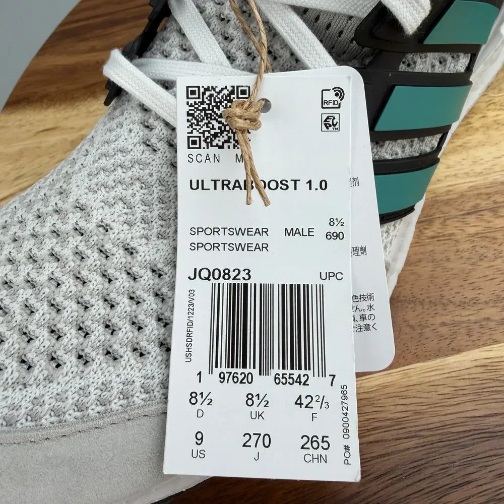 Adidas UltraBoost 1.0 White Pure Teal Running Shoes JQ0823 Men's Size 9 NWT